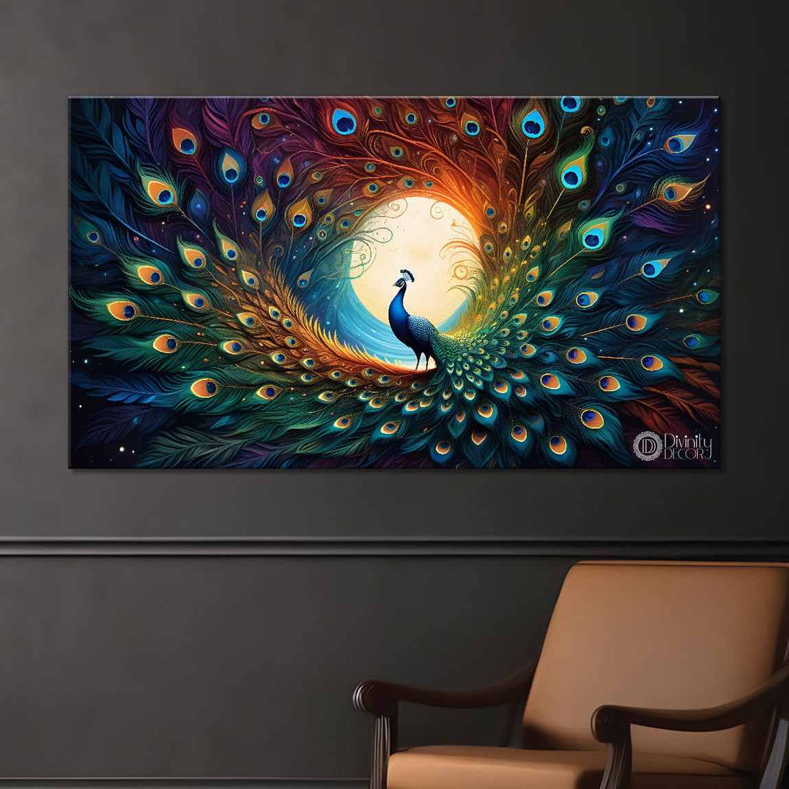 Colorful peacock feather painting Canvas Painting - Design - Peacock-30