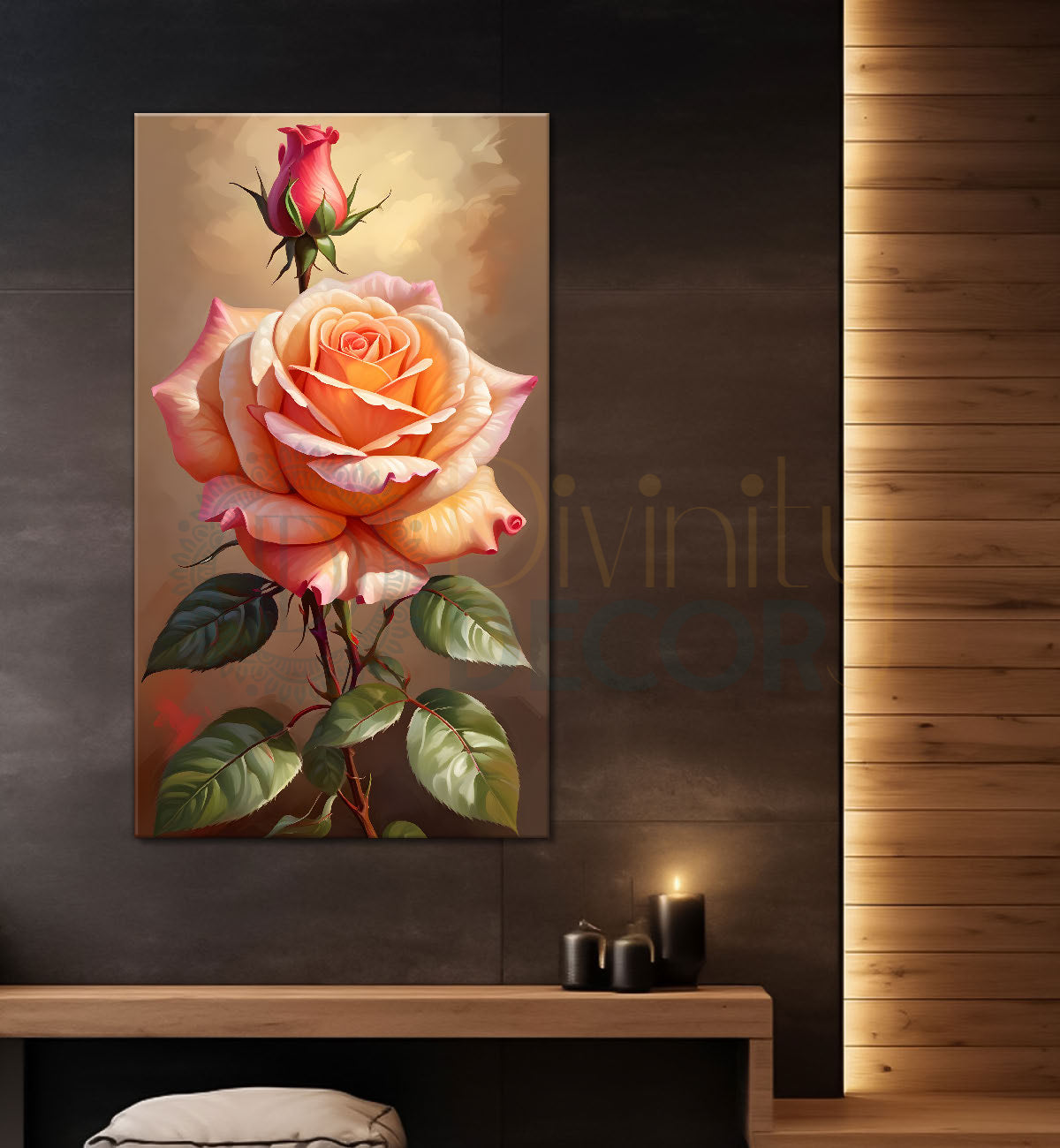 Pink flowers in light textured painting- Flower-V-303