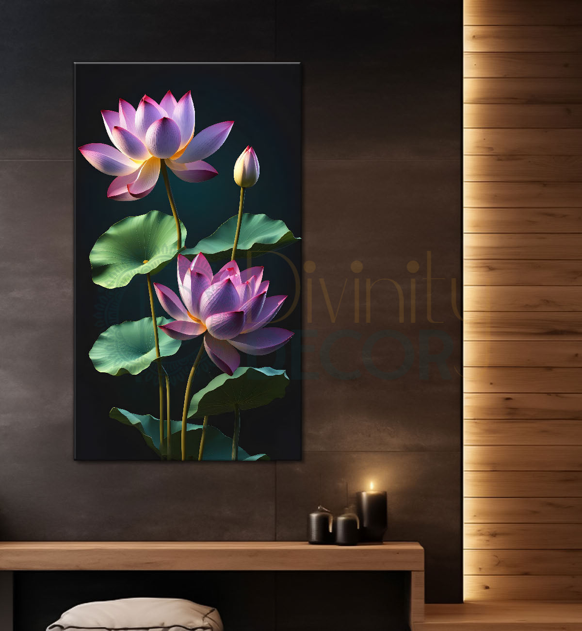 Purple flowers in dark textured background painting- Flower-V-329