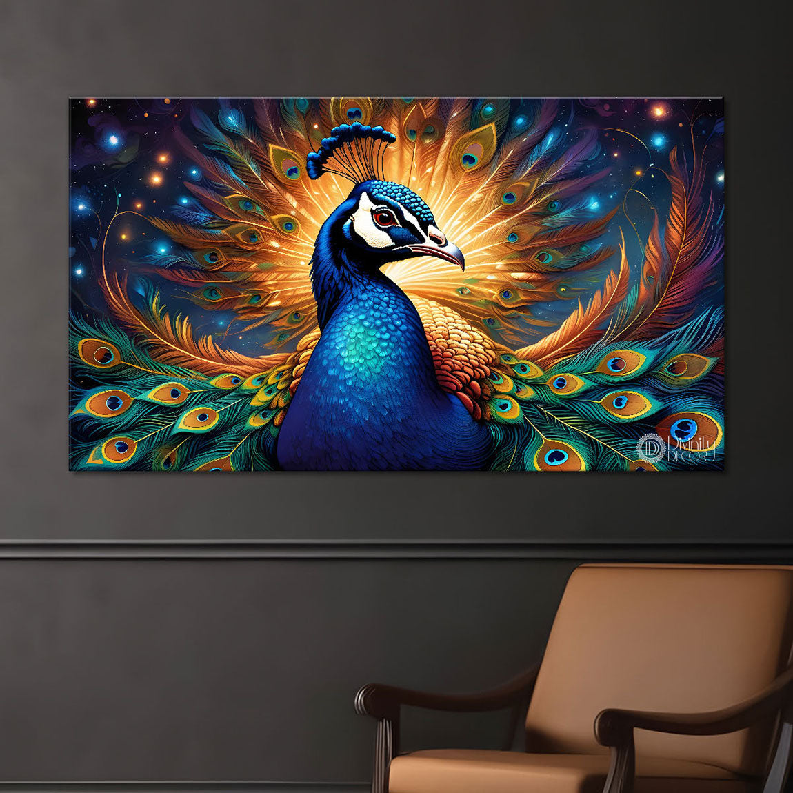 Peacock in bright colors oil painting Canvas Painting - Design - Peacock-34