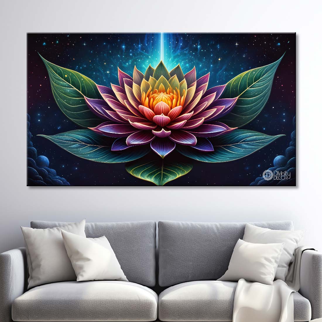 Purple flower in dark background canvas painting- Flower-362
