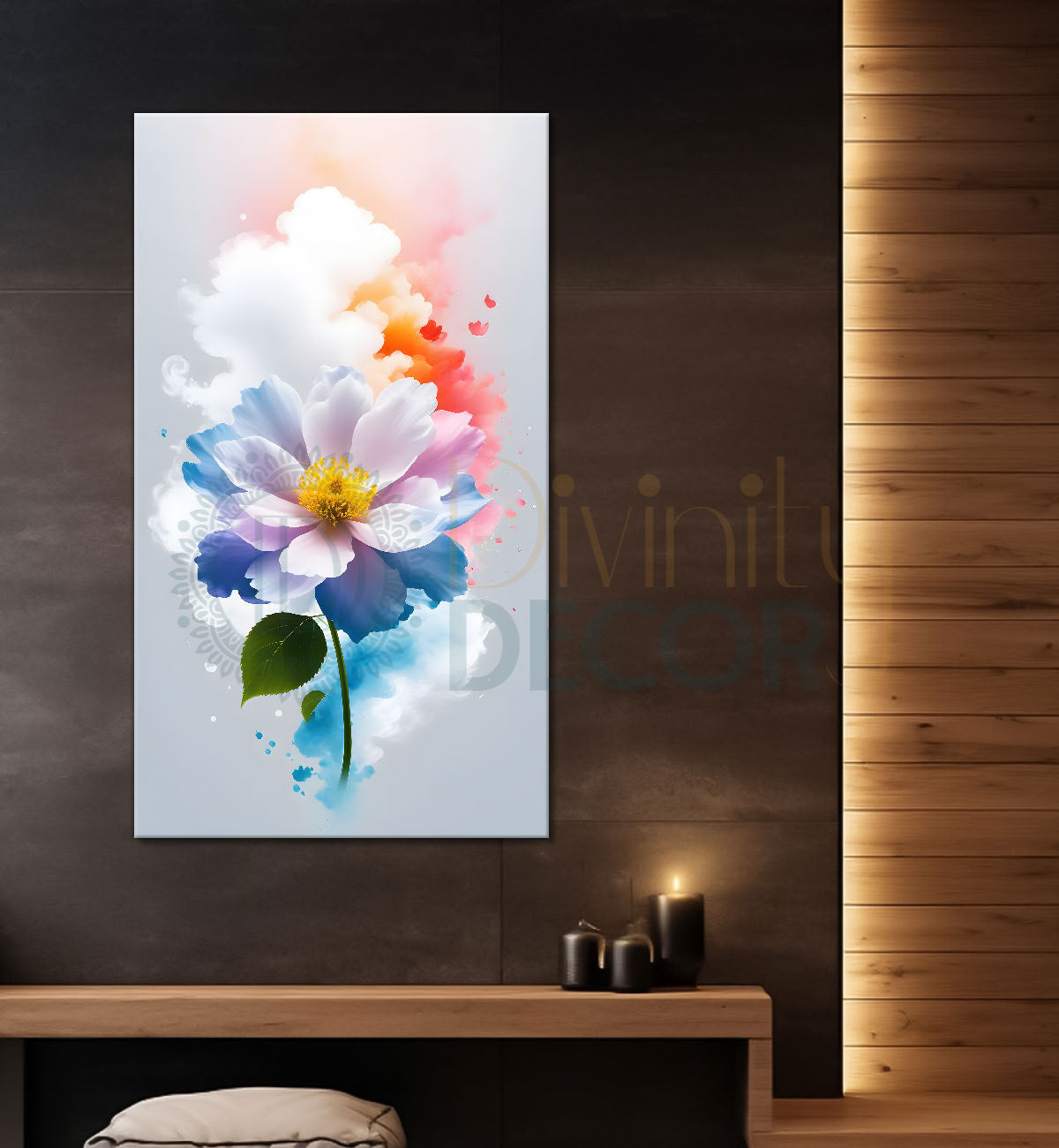 White flowers in water colour background - Flower-V-379
