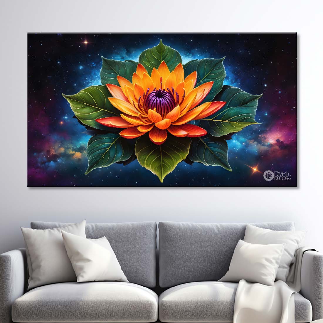 Orange flowers in dark background canvas painting- Flower-404