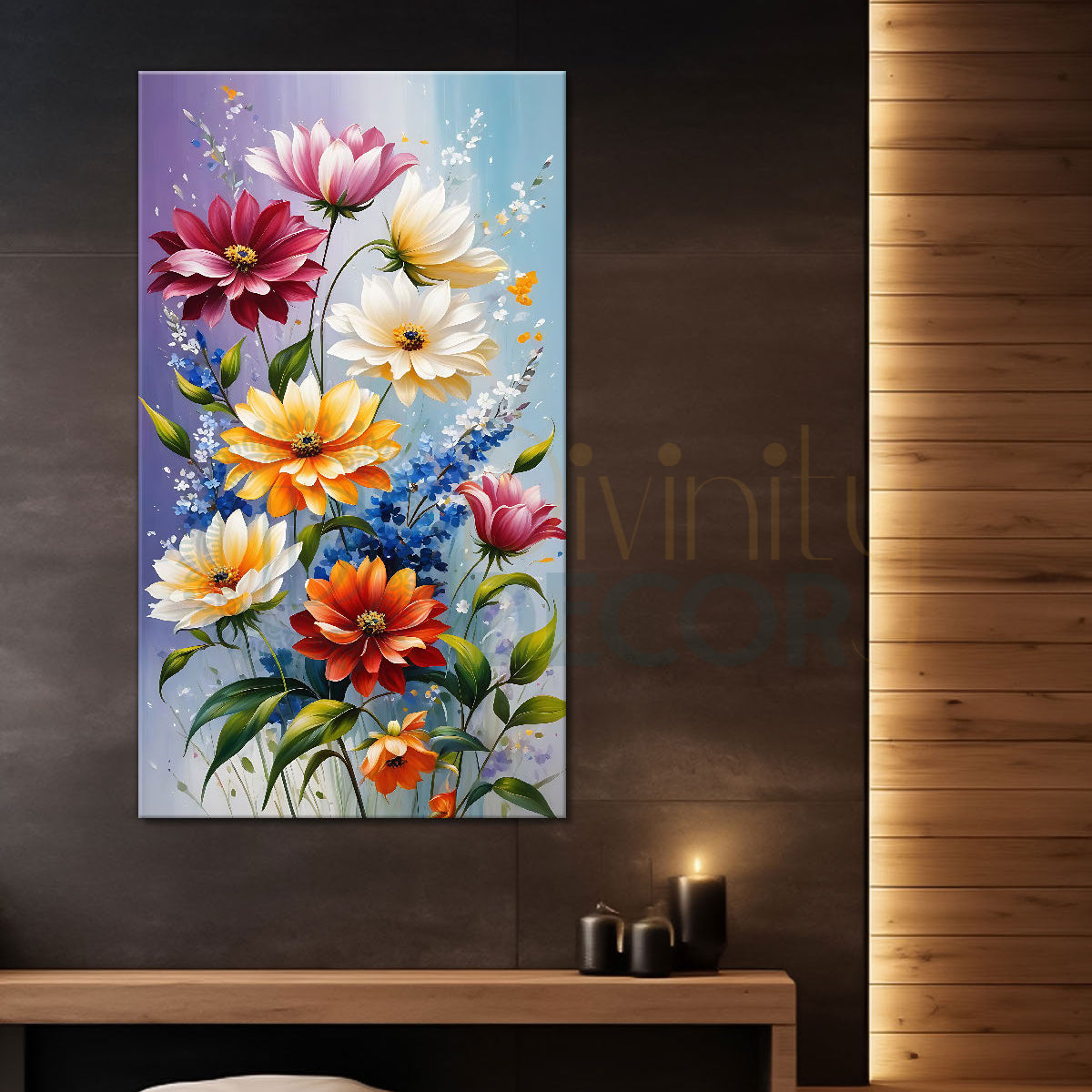 Colourful flowers in colourful background - Flower-V-448 – Divinity Decor