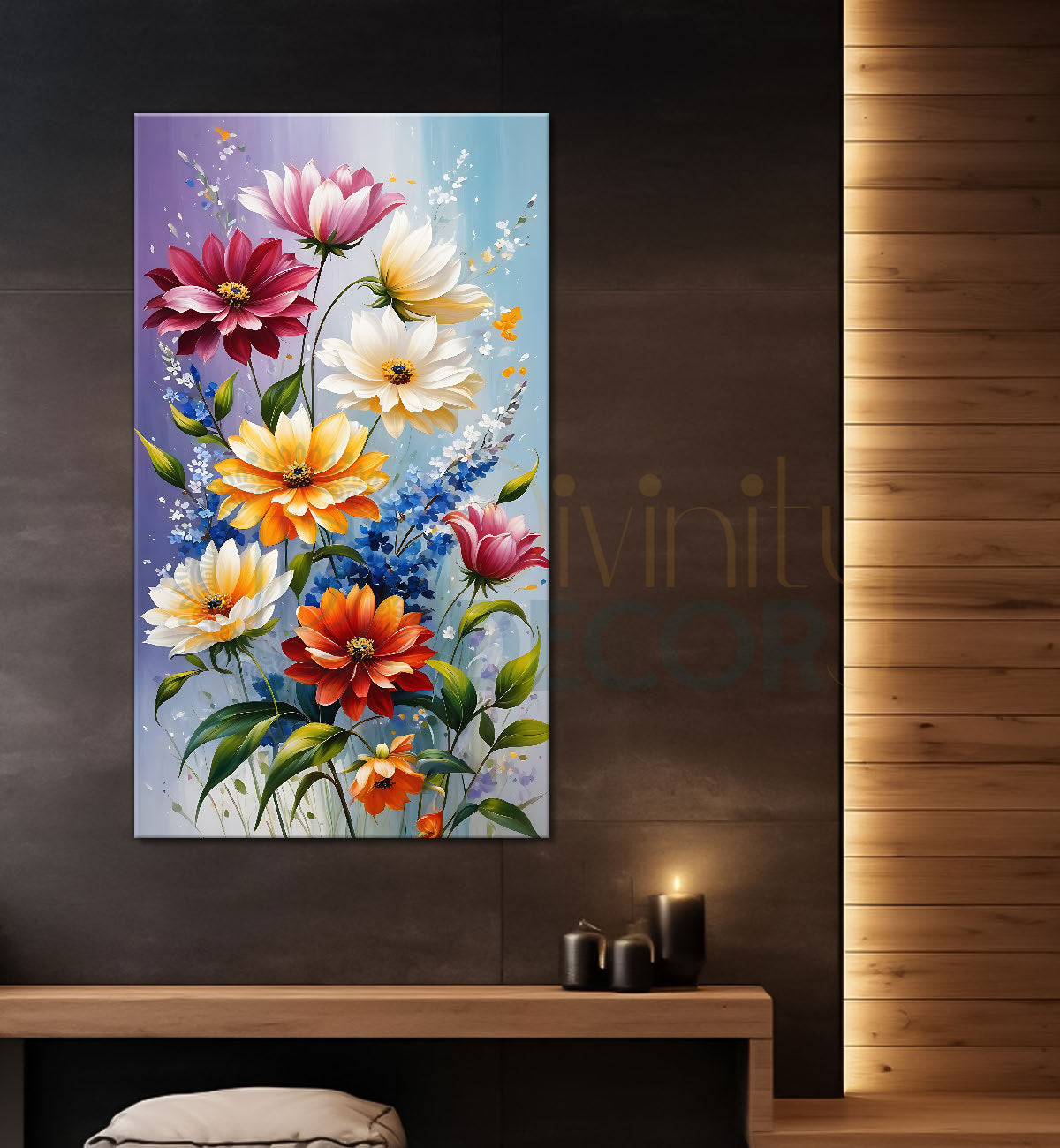 Colourful flowers in colourful background  - Flower-V-448