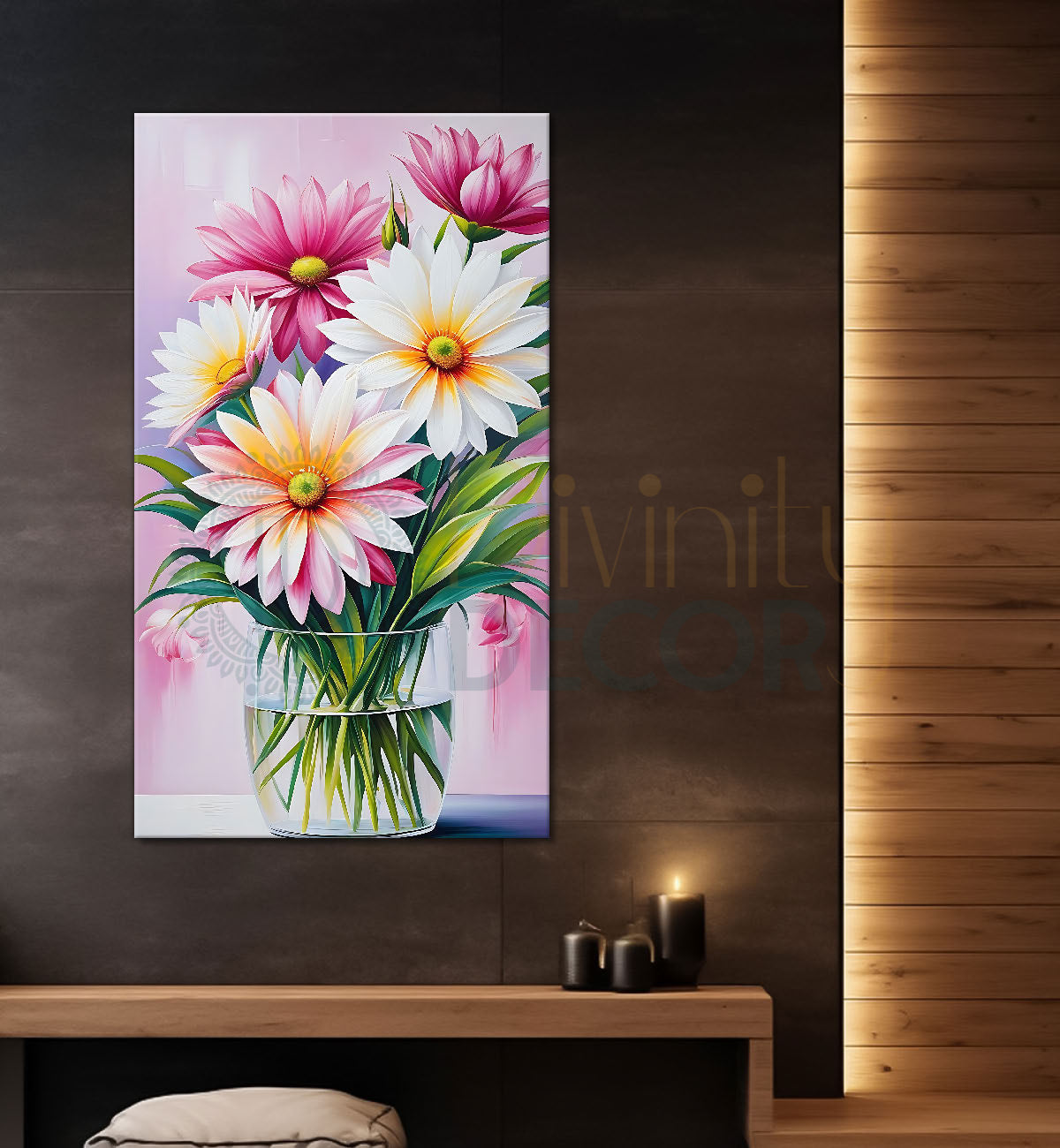 Colourful flowers in pink background - Flower-V-449