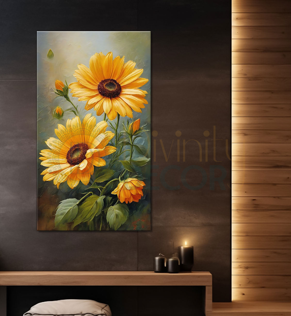 Yellow flowers in light background painting- Flower-V-454