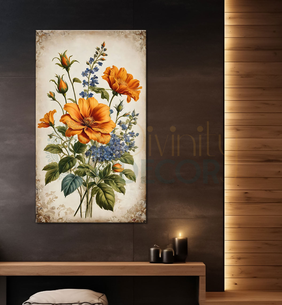 Orange flowers in light background painting- Flower-V-455