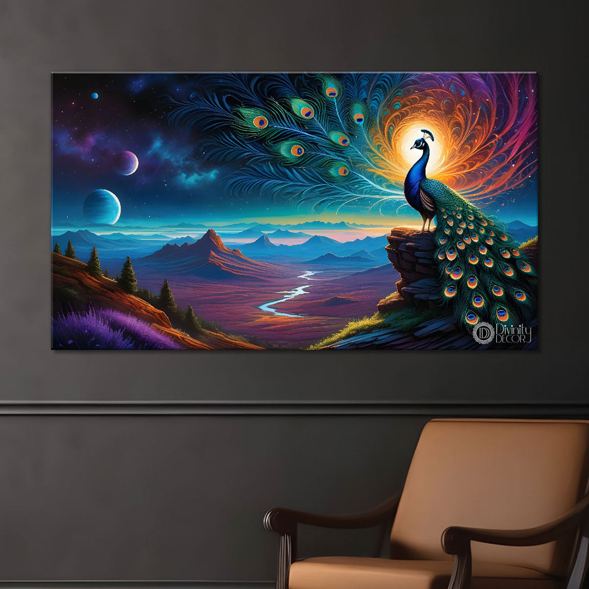 Peacock on the mountain oil painting Canvas Painting - Design - Peacock-49