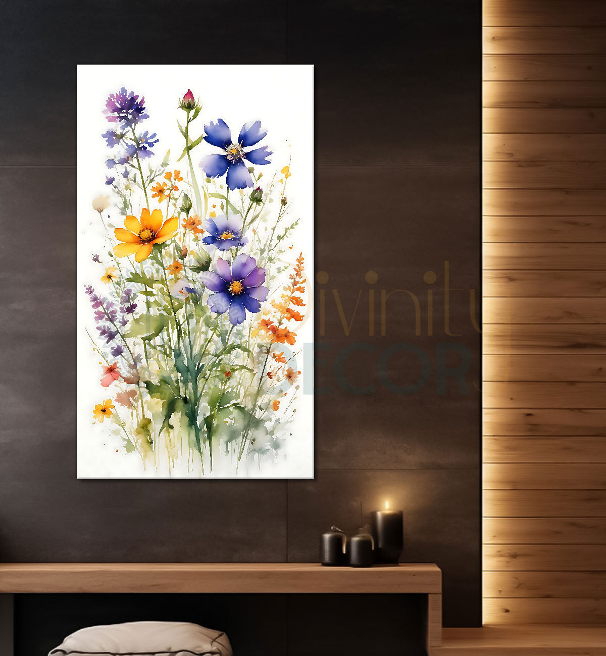Colourful flowers in white textured painting - Flower-V-499
