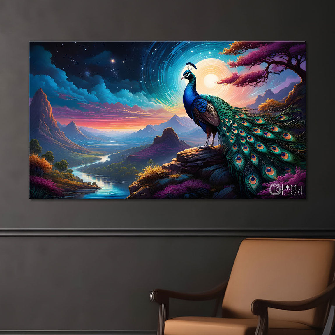 Peacock on the mountain oil painting Canvas Painting - Design - Peacock-50