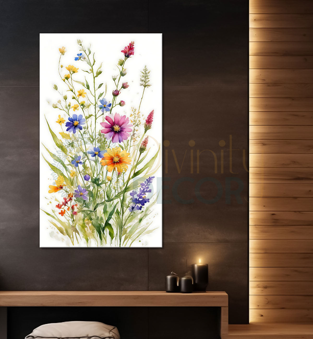 Colourful flowers in white textured painting - Flower-V-502