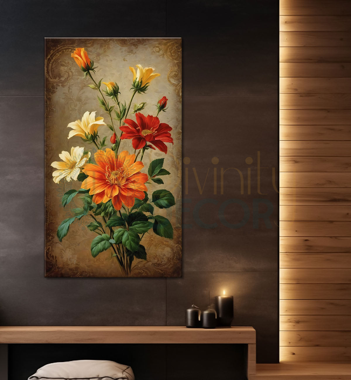 Colourful flowers in light brown background - Flower-V-505