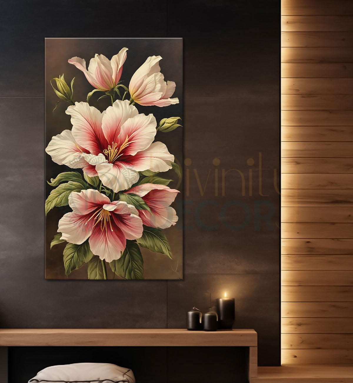 Pink flowers in brown textured background - Flower-V-517