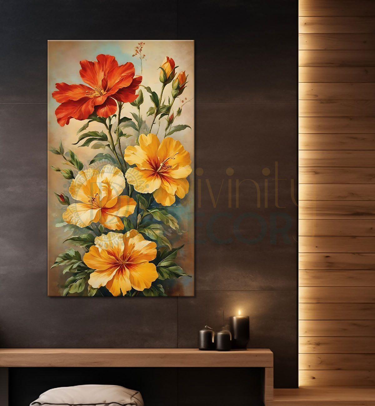 Yellow and pink flowers in light background - Flower-V-520