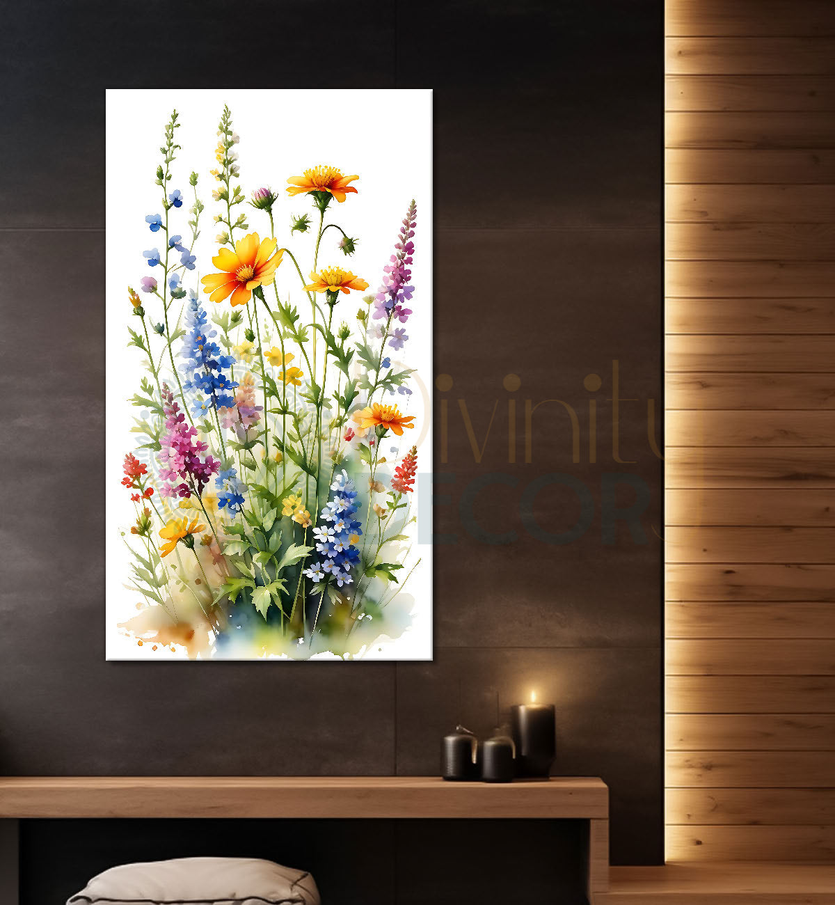 Colourful flowers in white textured background painting- Flower-V-530