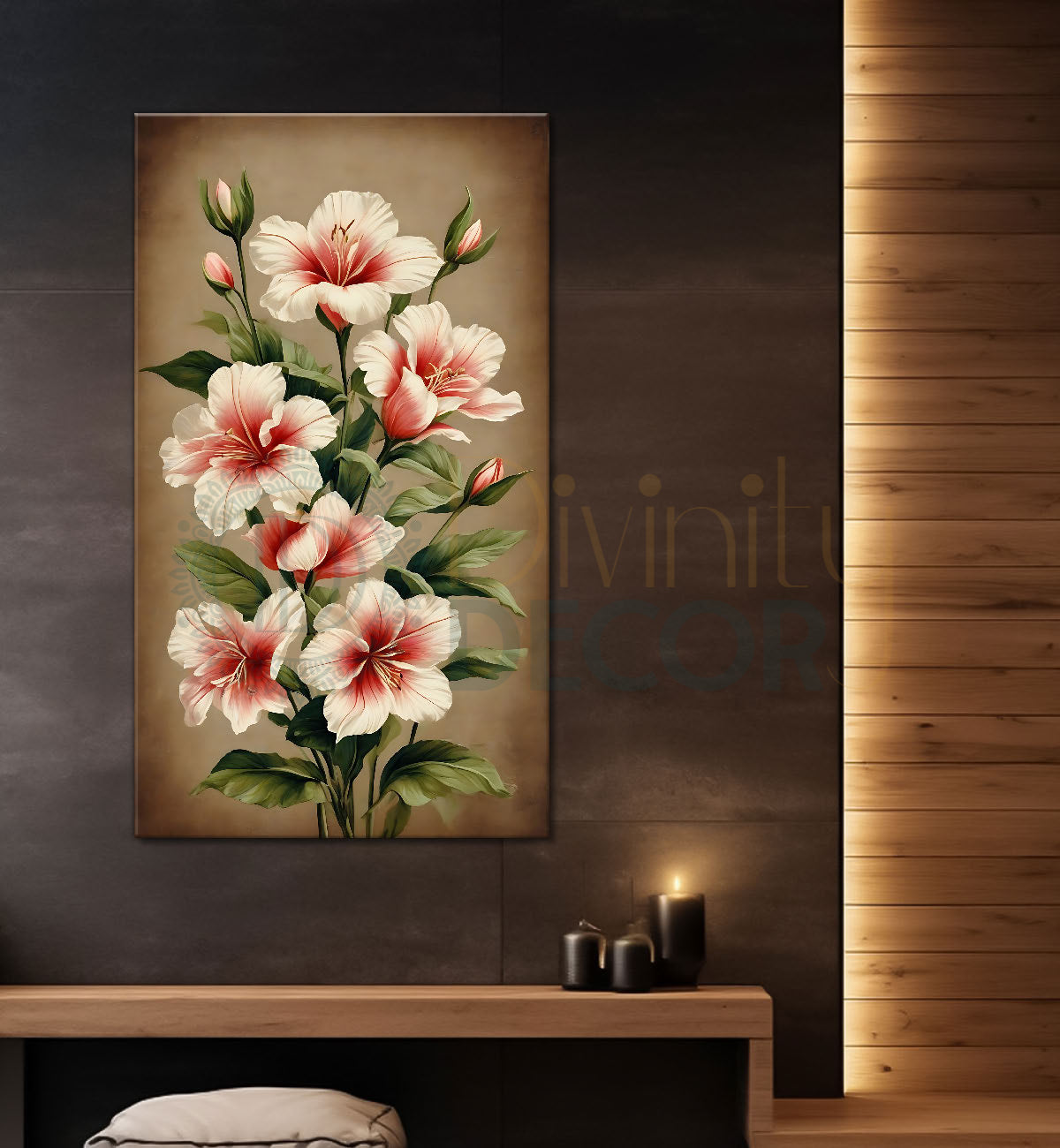 White flowers in light brown background  - Flower-V-541