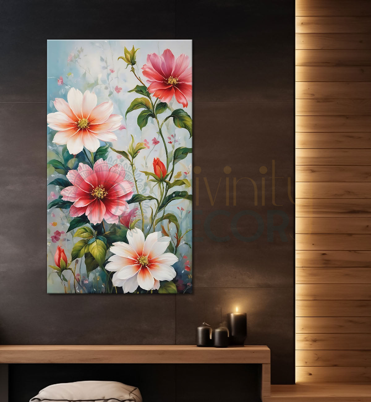 White and pink flowers in grey background - Flower-V-543