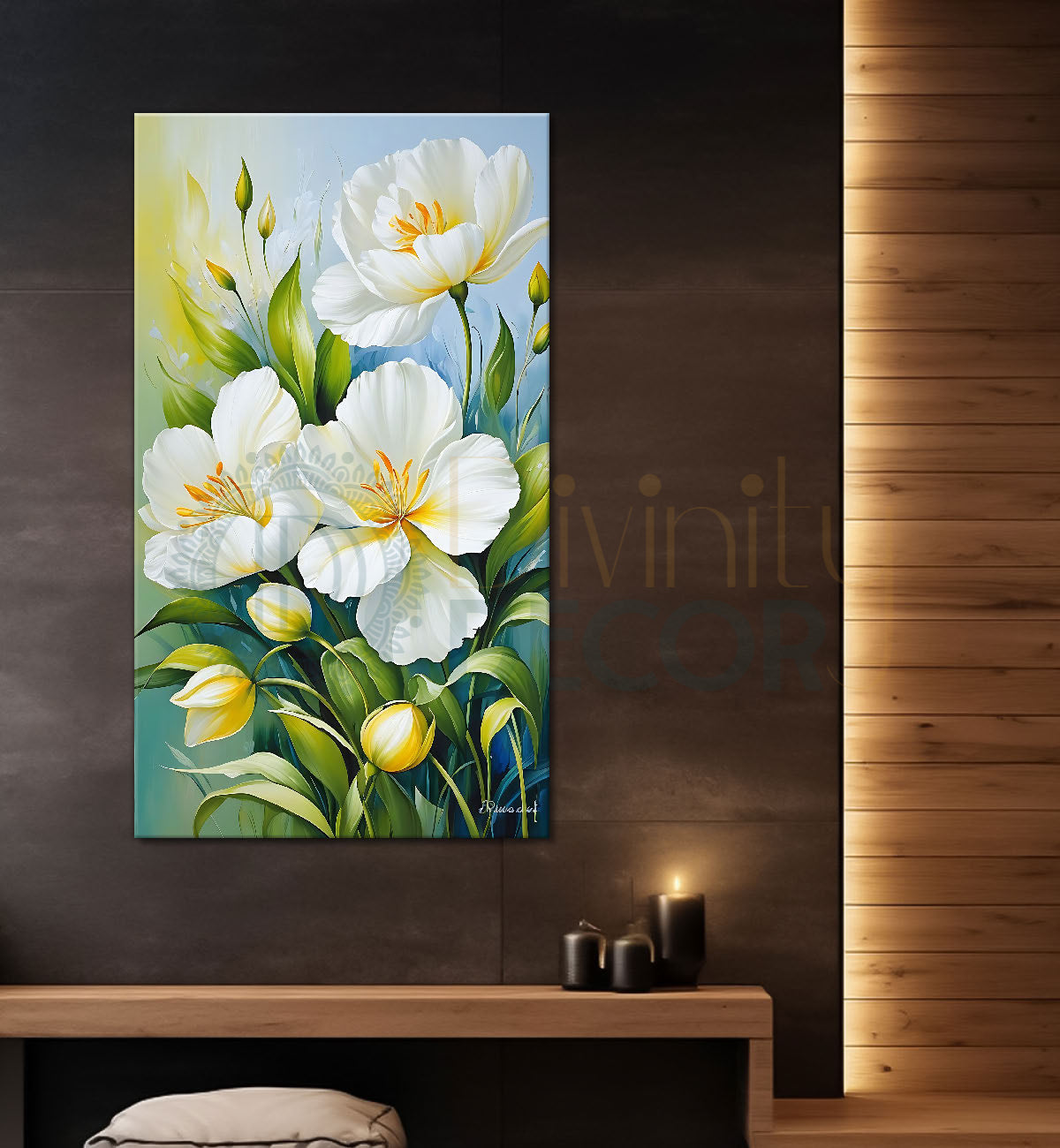 White flowers in green background - Flower-V-546