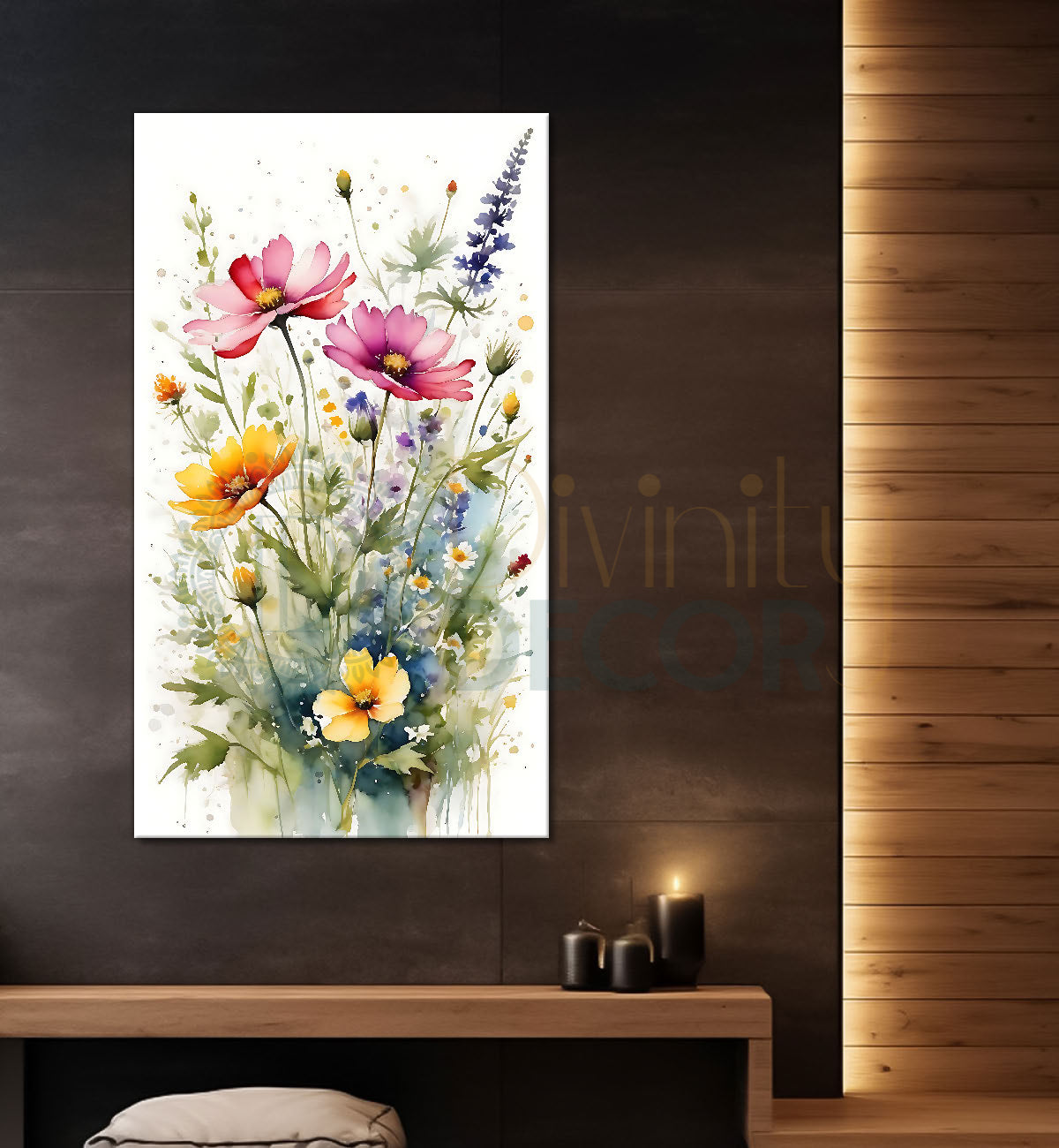 Yellow and pink flowers in white textured background  - Flower-V-553