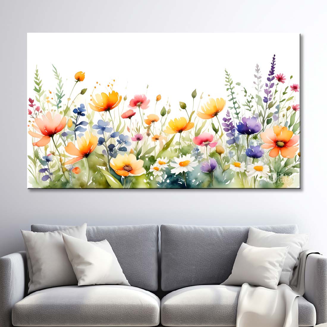 Yellow flowers with white background canvas painting- Flower-556