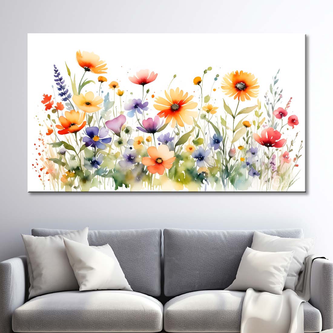 Yellow flowers with white background canvas painting- Flower-557