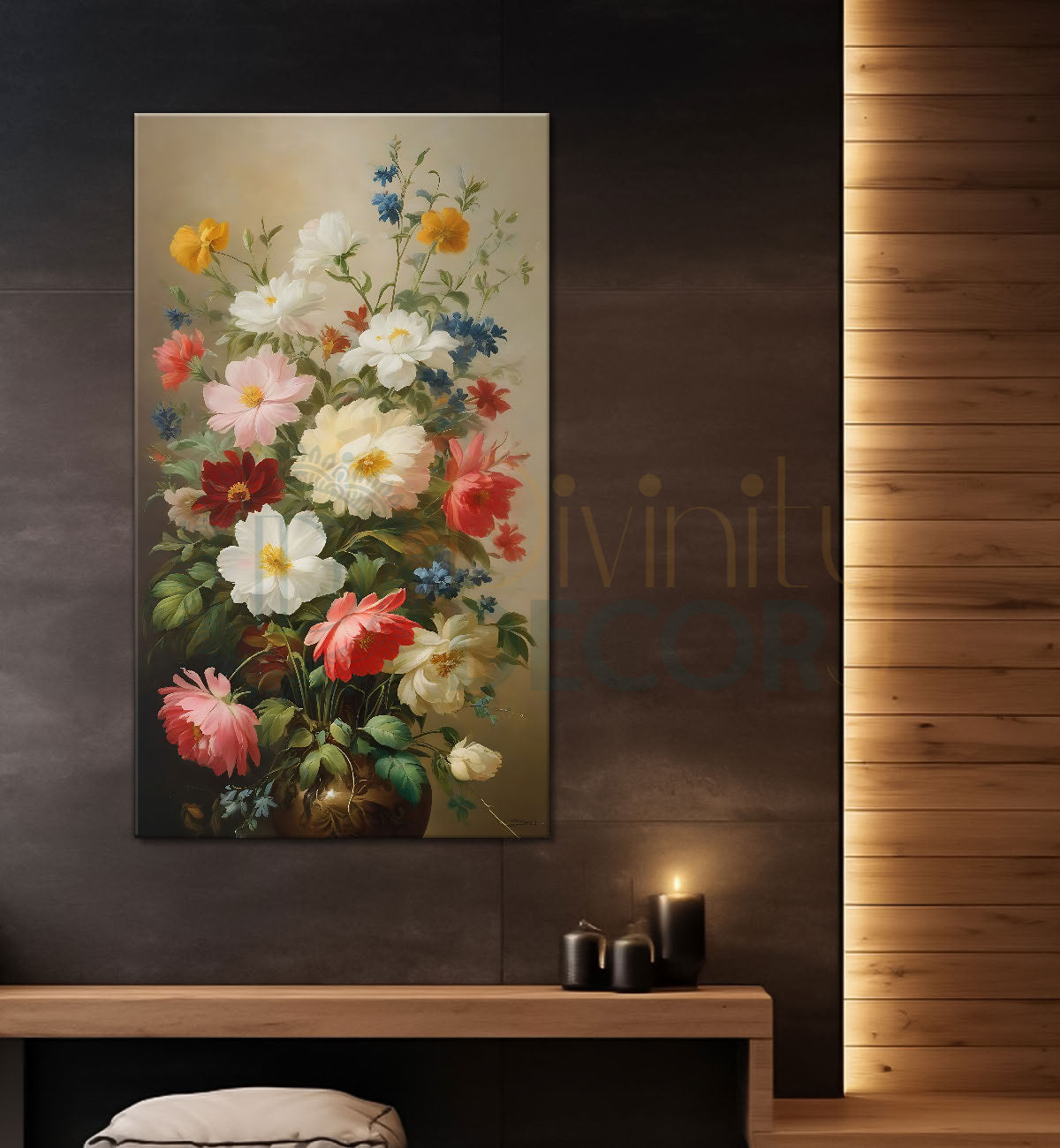 Colourful flowers in light textured background  - Flower-V-567