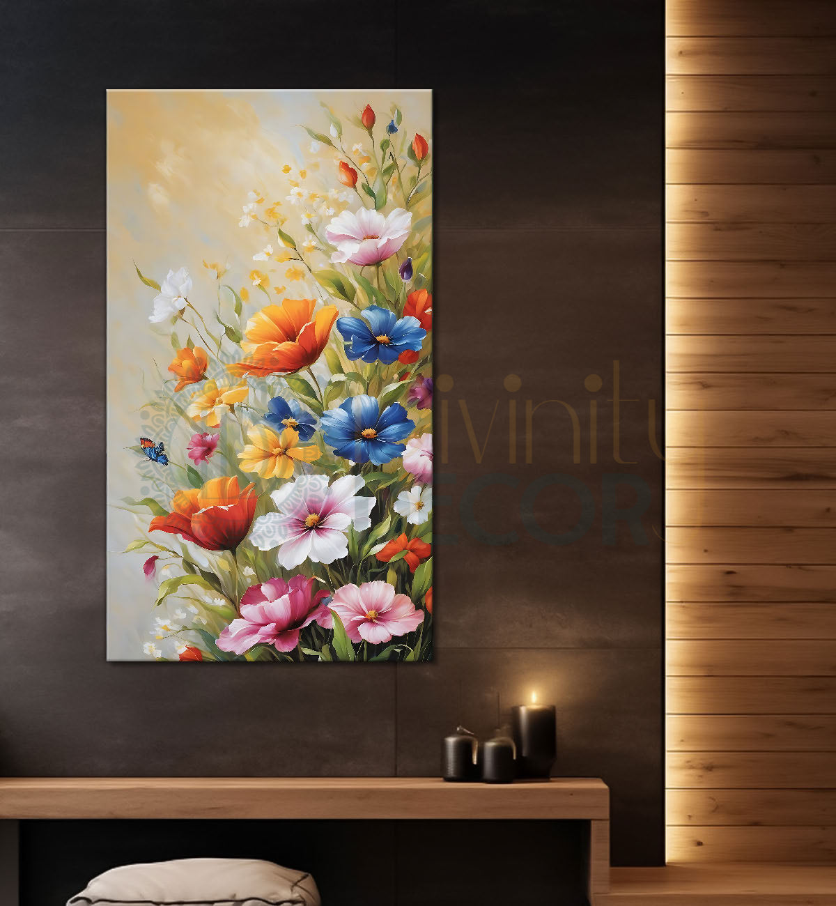 Colourful flowers in light textured background - Flower-V-569