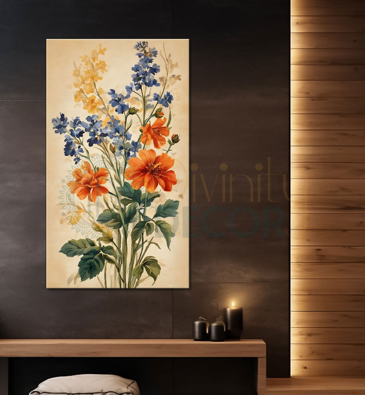 Orange flowers in light textured art - Flower-V-570