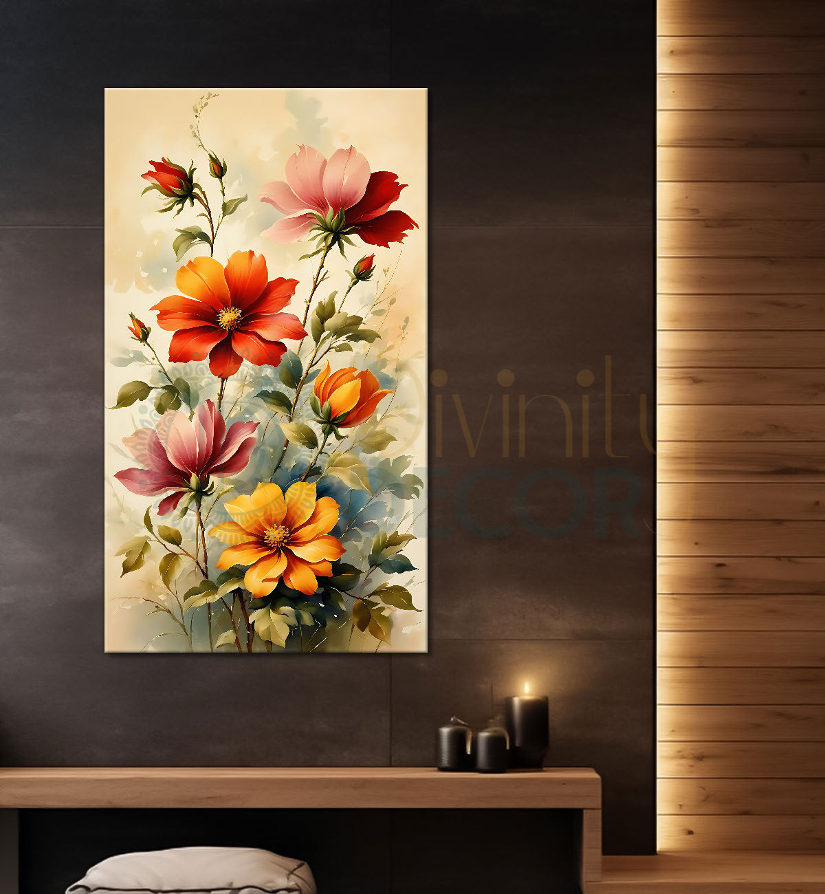 Orange and red flowers in light background - Flower-V-572