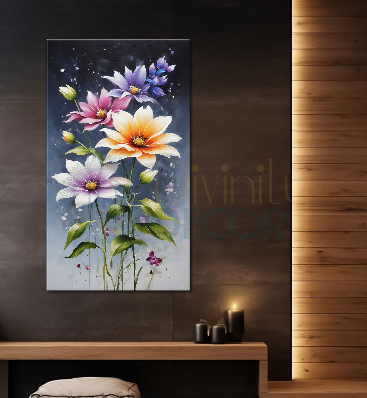 Purple flowers in grey textured background - Flower-V-582