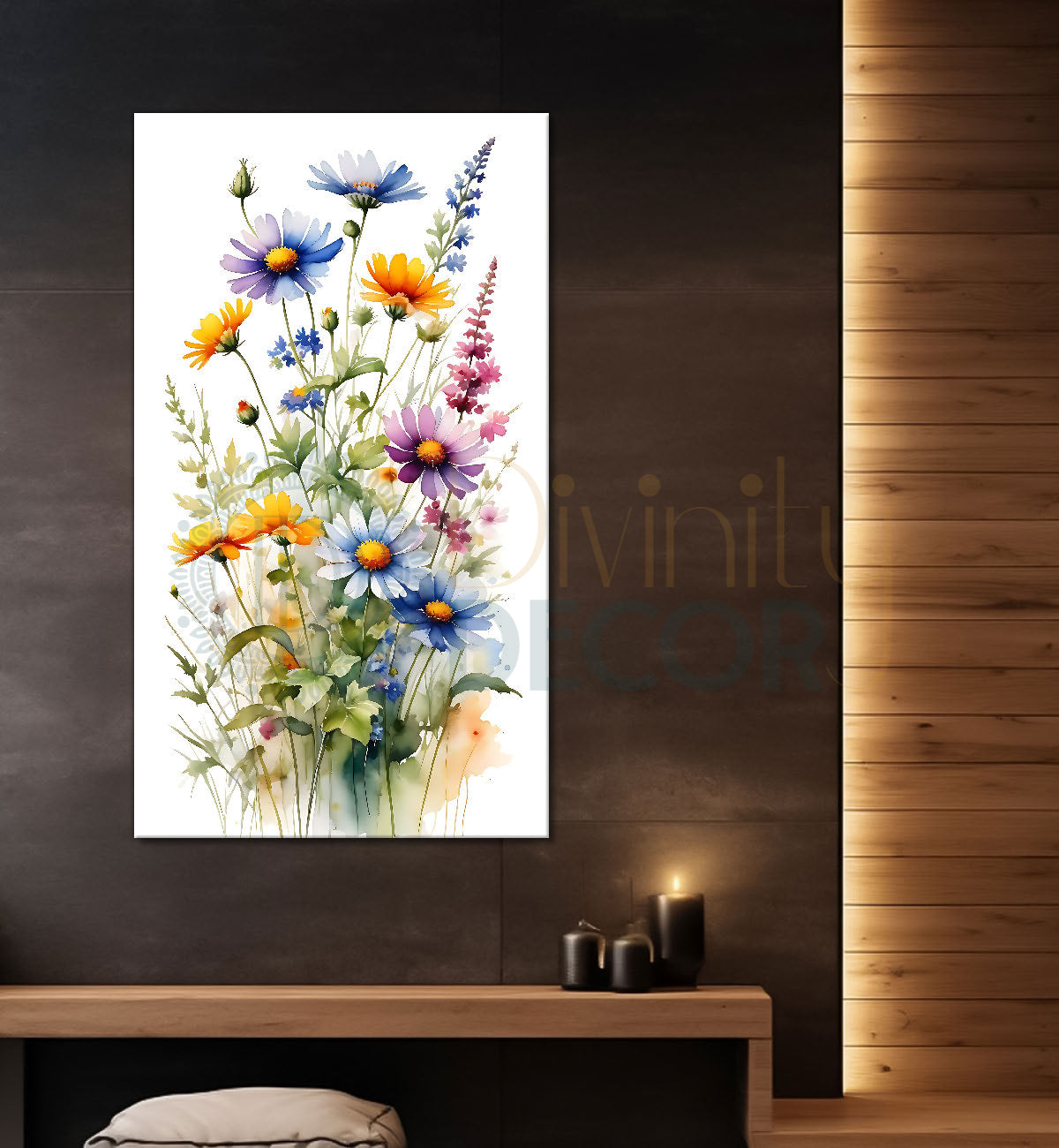 Colourful flowers in white textured background painting- Flower-V-588