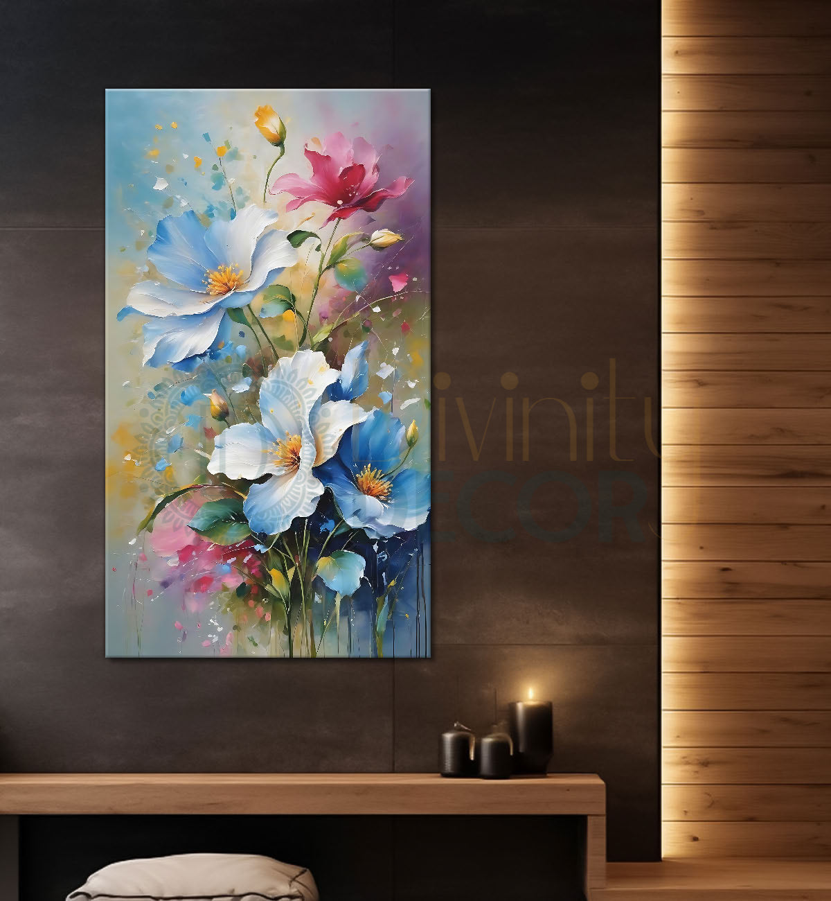 Flowers in colourful textured background - Flower-V-589