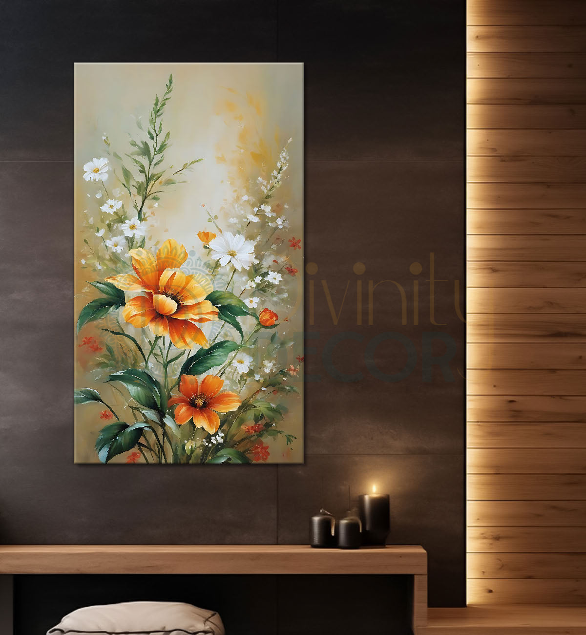 Yellow flowers in light background painting- Flower-V-593