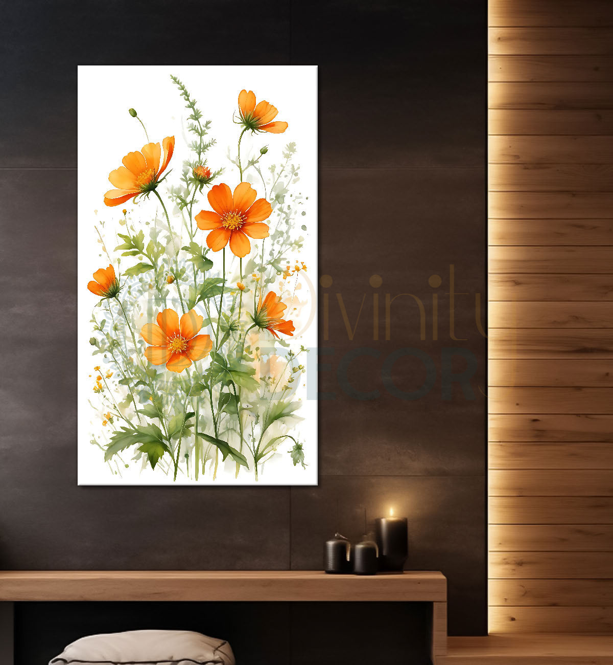 Orange flowers in white textured background- Flower-V-595