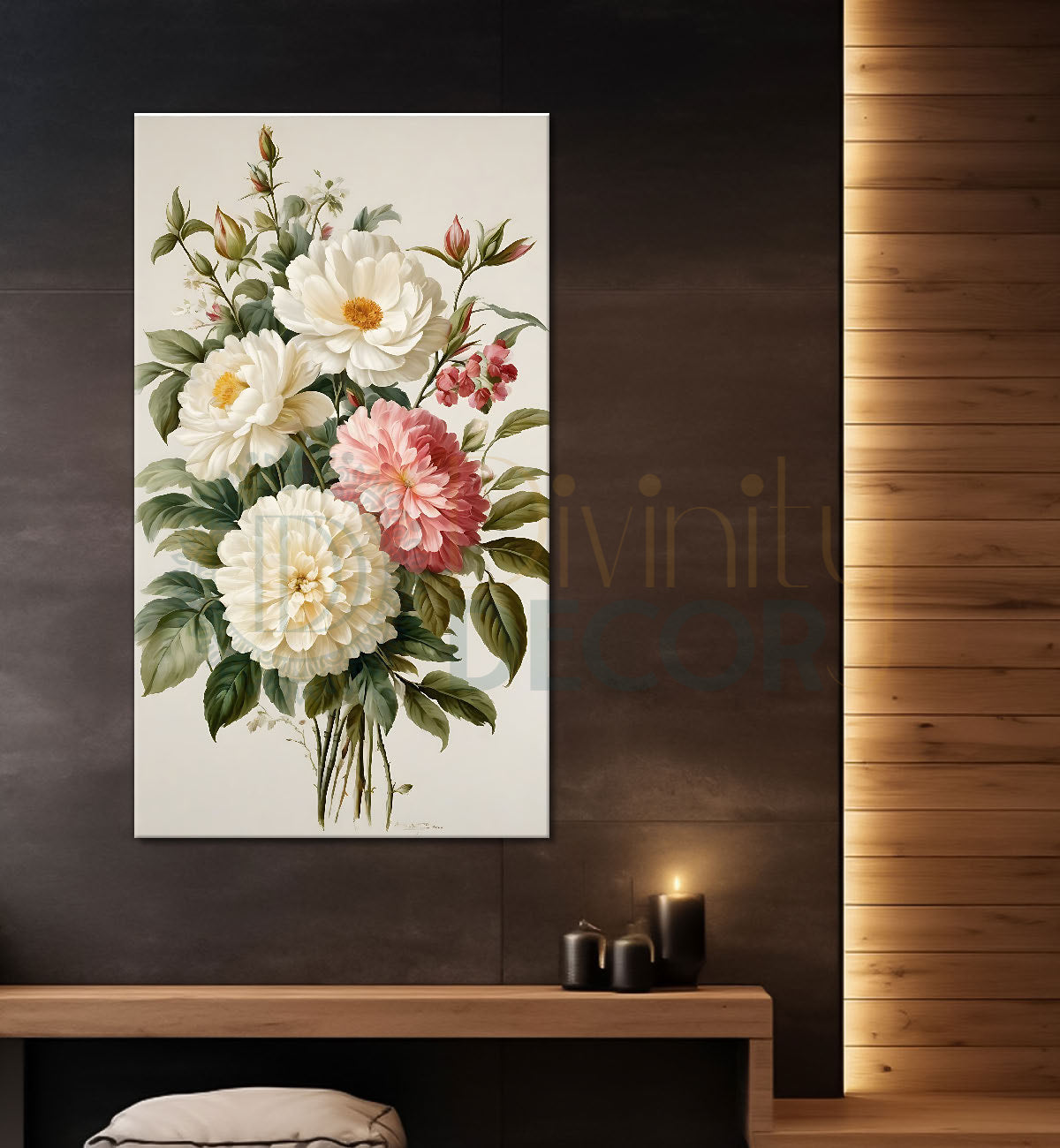 White and pink flowers in light background - Flower-V-601