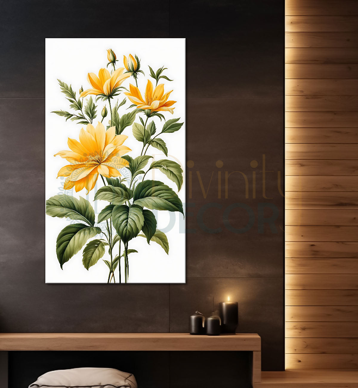 Yellow flowers in white texture background  - Flower-V-605