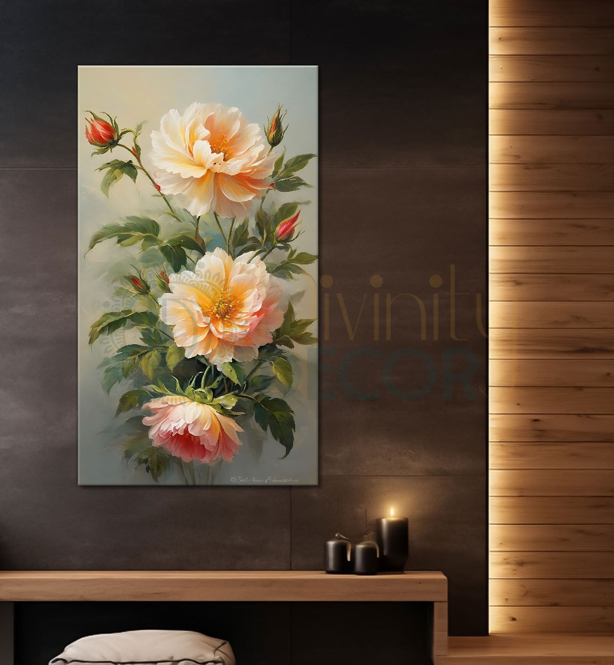 Light yellow flowers in grey textured background - Flower-V-611