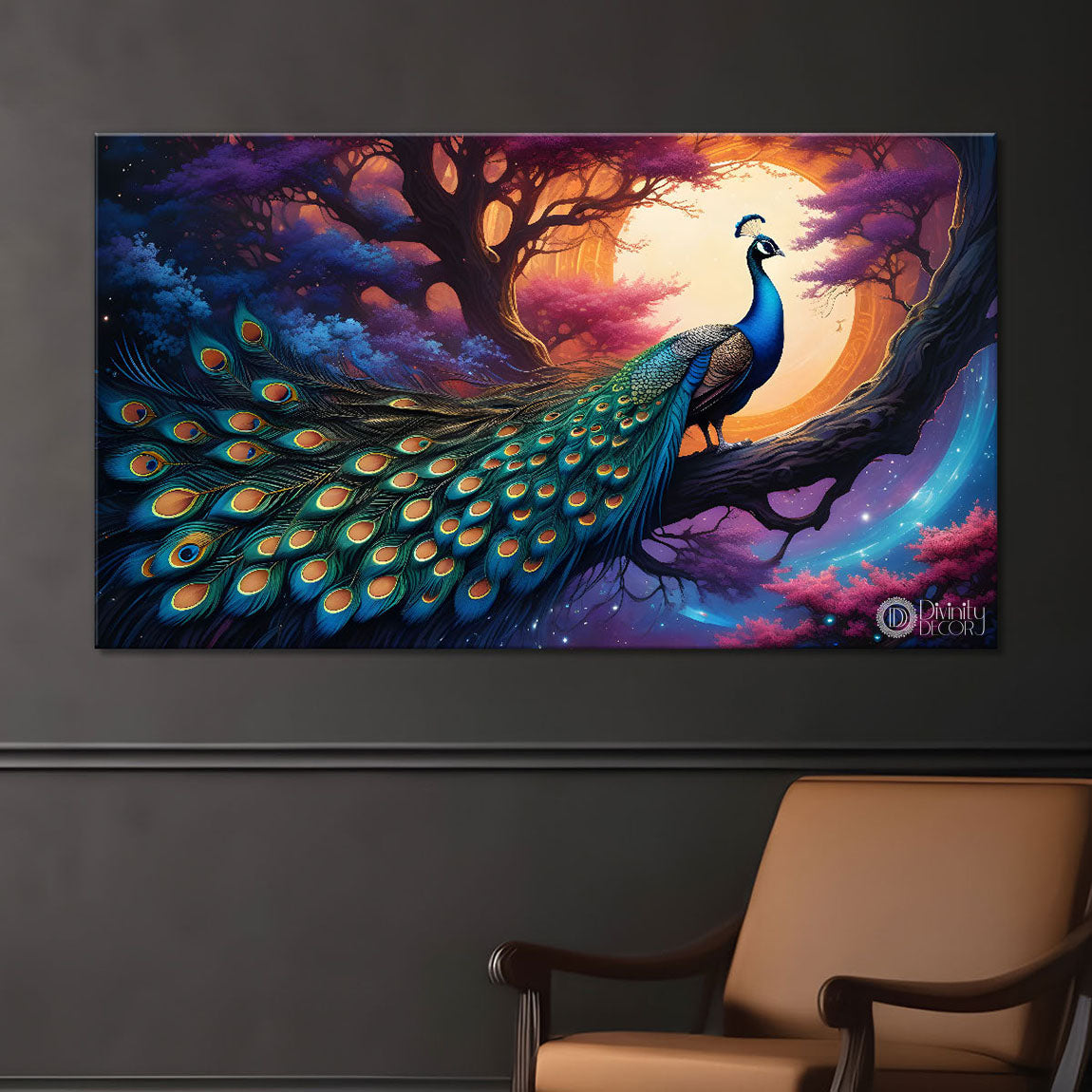 Peacock on the branch oil painting Canvas Painting - Design - Peacock-63