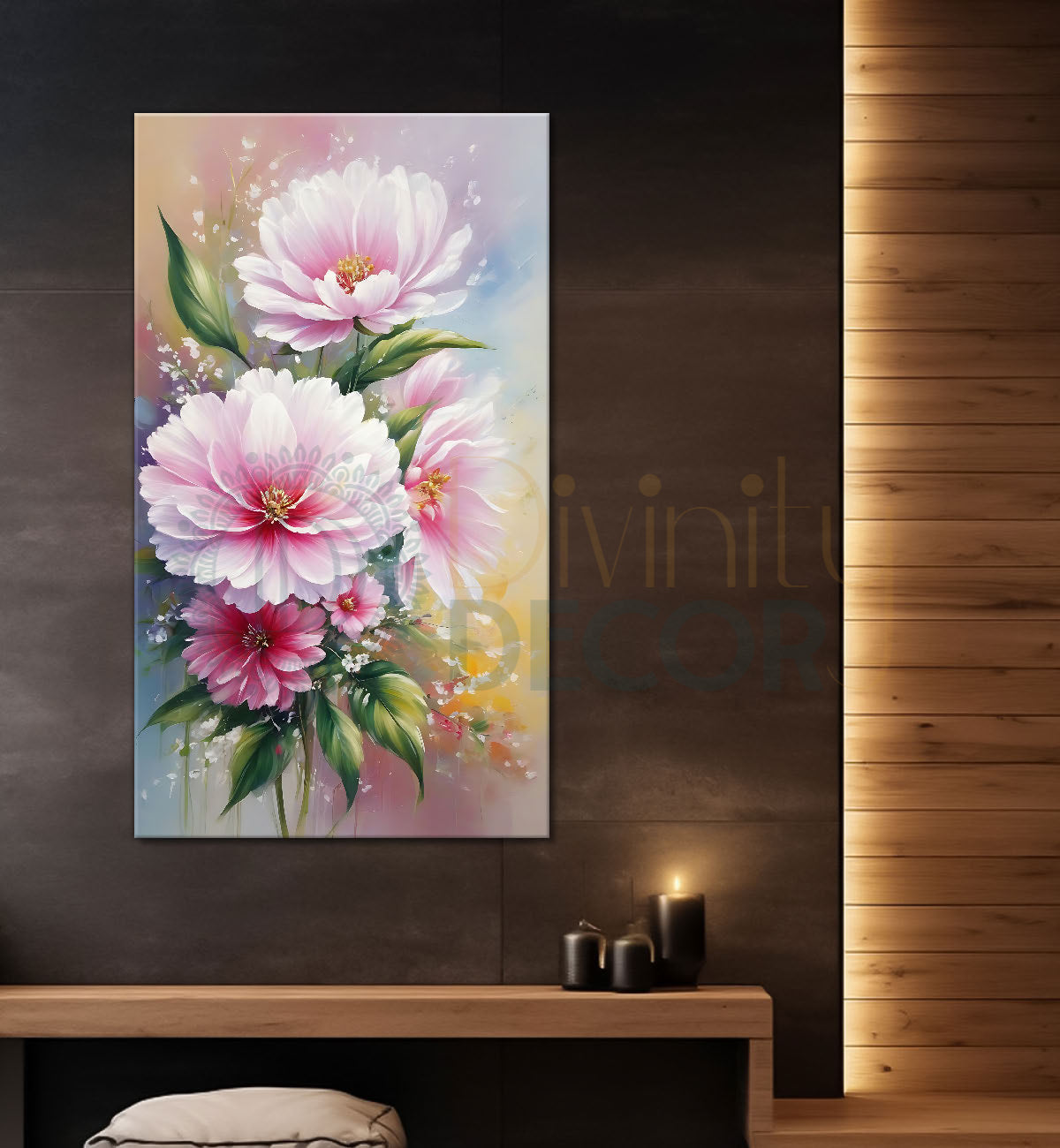 Pink flowers in grey textured background - Flower-V-639