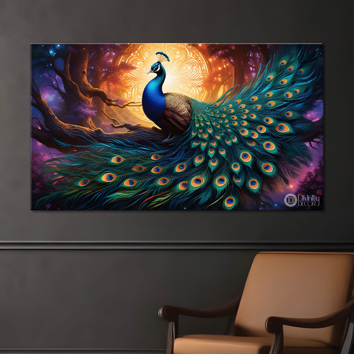 Peacock on the branch oil painting Canvas Painting - Design - Peacock-64