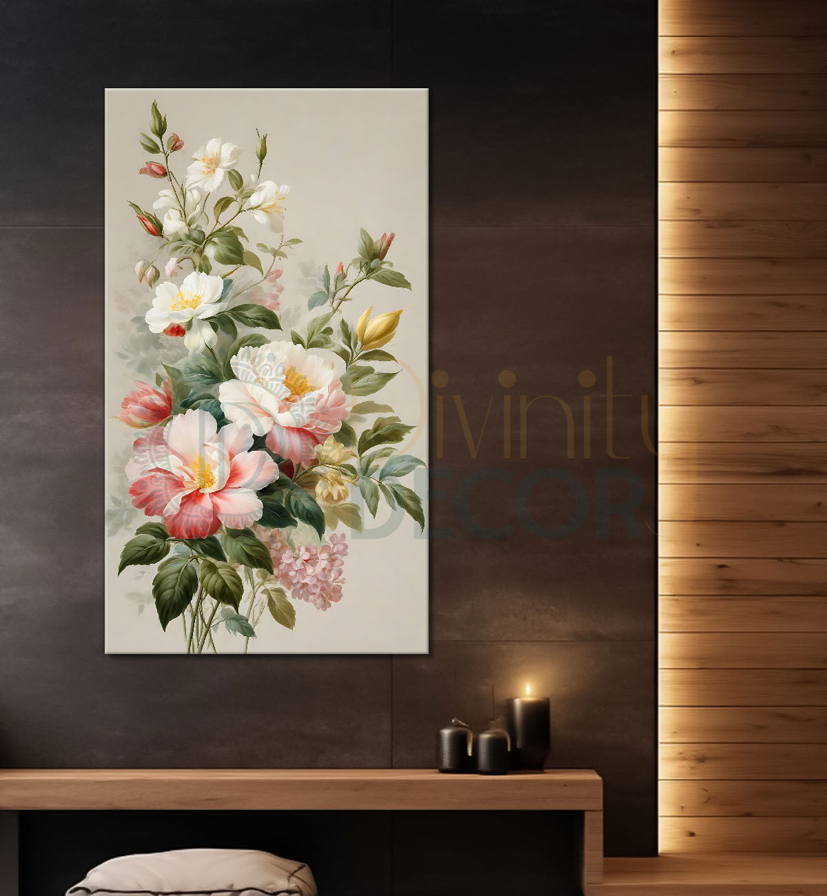 Pink flowers in grey textured background - Flower-V-640