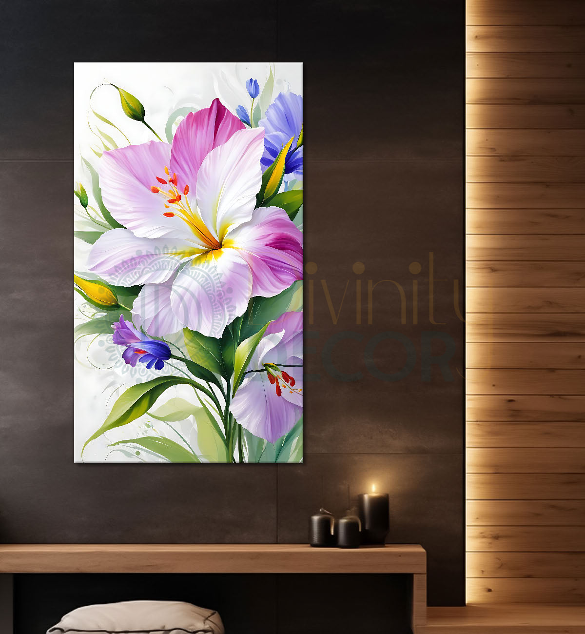 Pink flowers in white textured background  - Flower-V-641