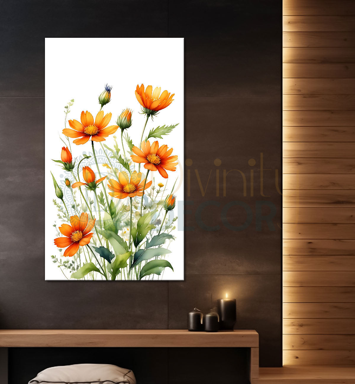 Yellow flowers in white textured background painting- Flower-V-647