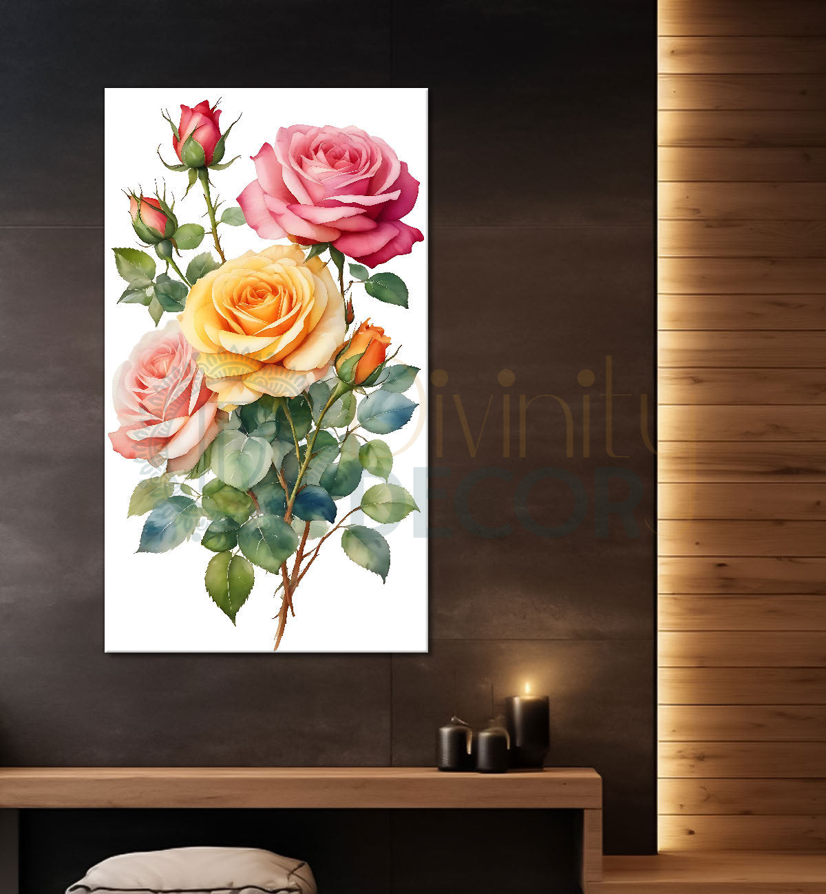 Colourful flowers in white textured background painting- Flower-V-648