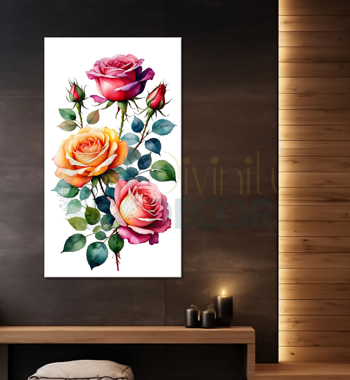 Colourful flowers in white textured background painting- Flower-V-661