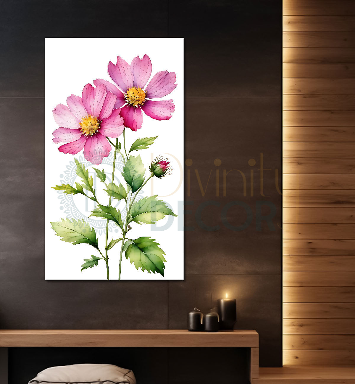 Pink flowers in white textured background  - Flower-V-668