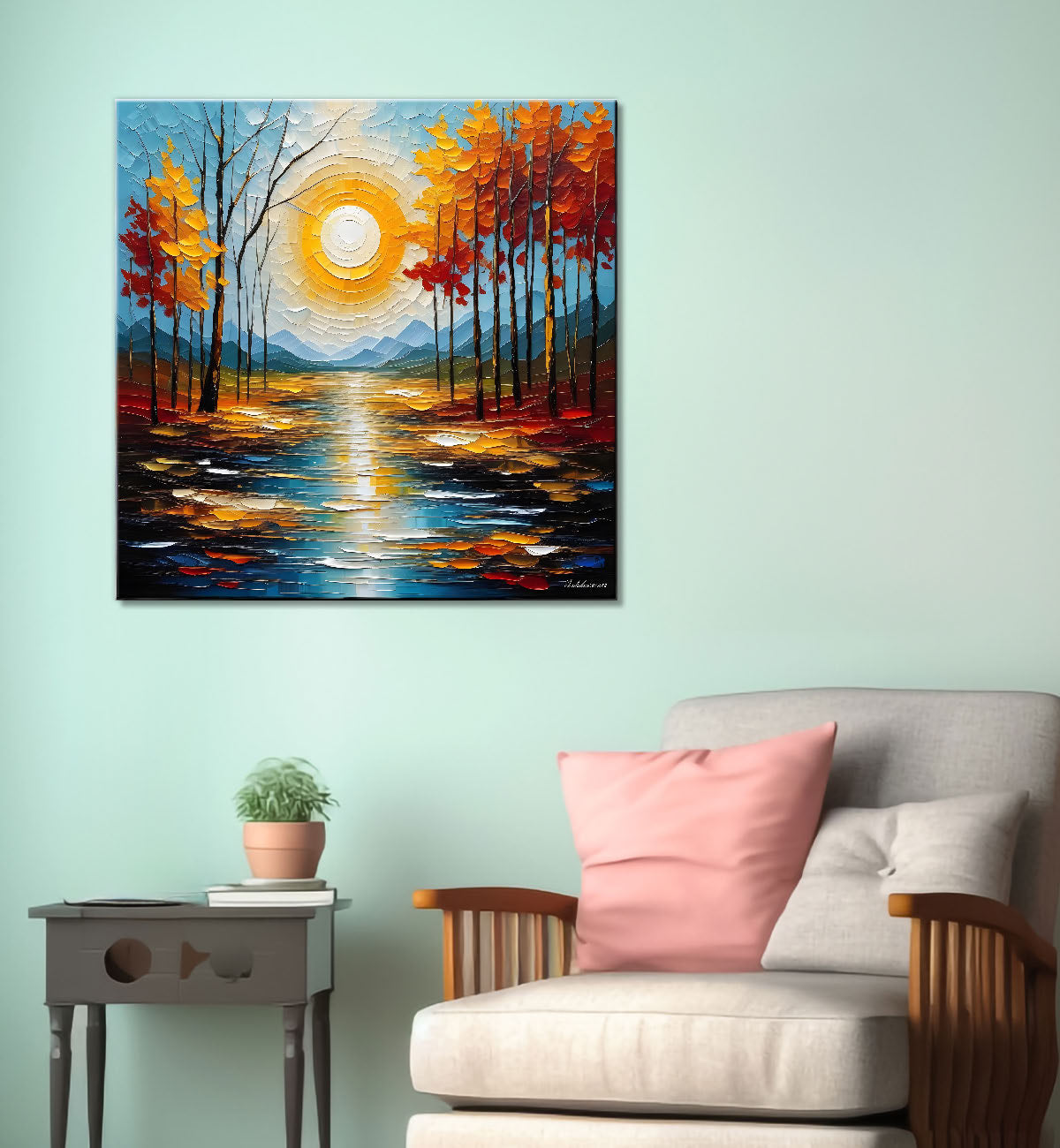 Colourful textured painting Canvas Painting 24X24 - Nature Art -S-8