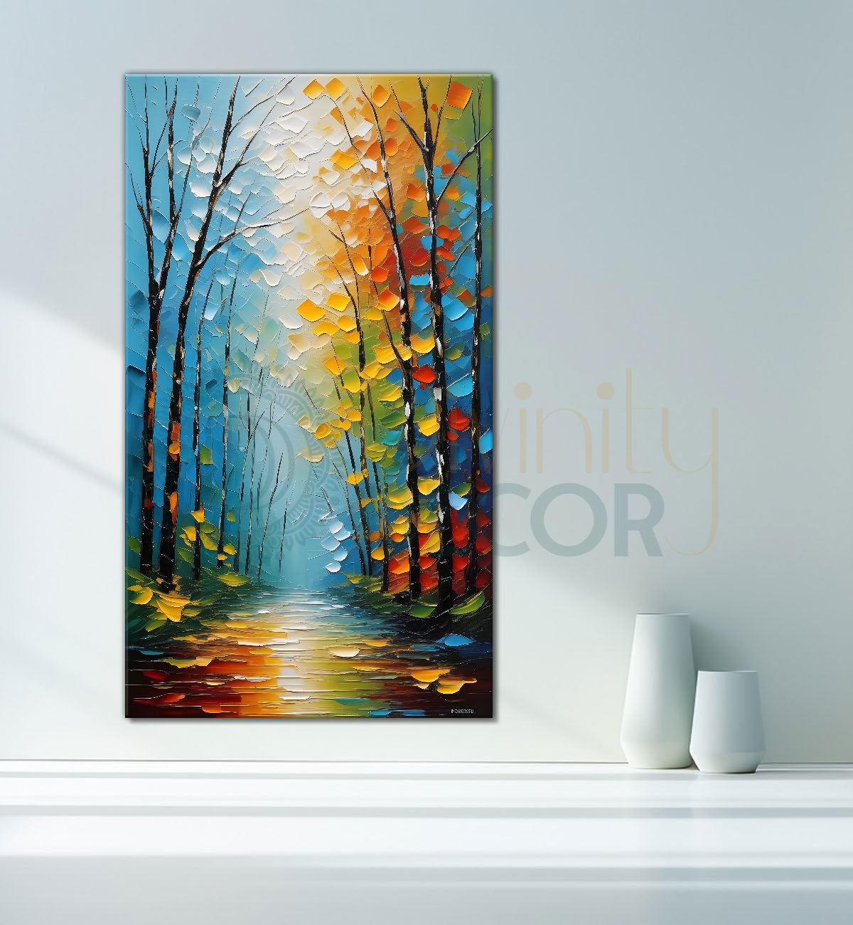 Colourful textured trees  natural art Canvas Painting - Nature Art -V-14