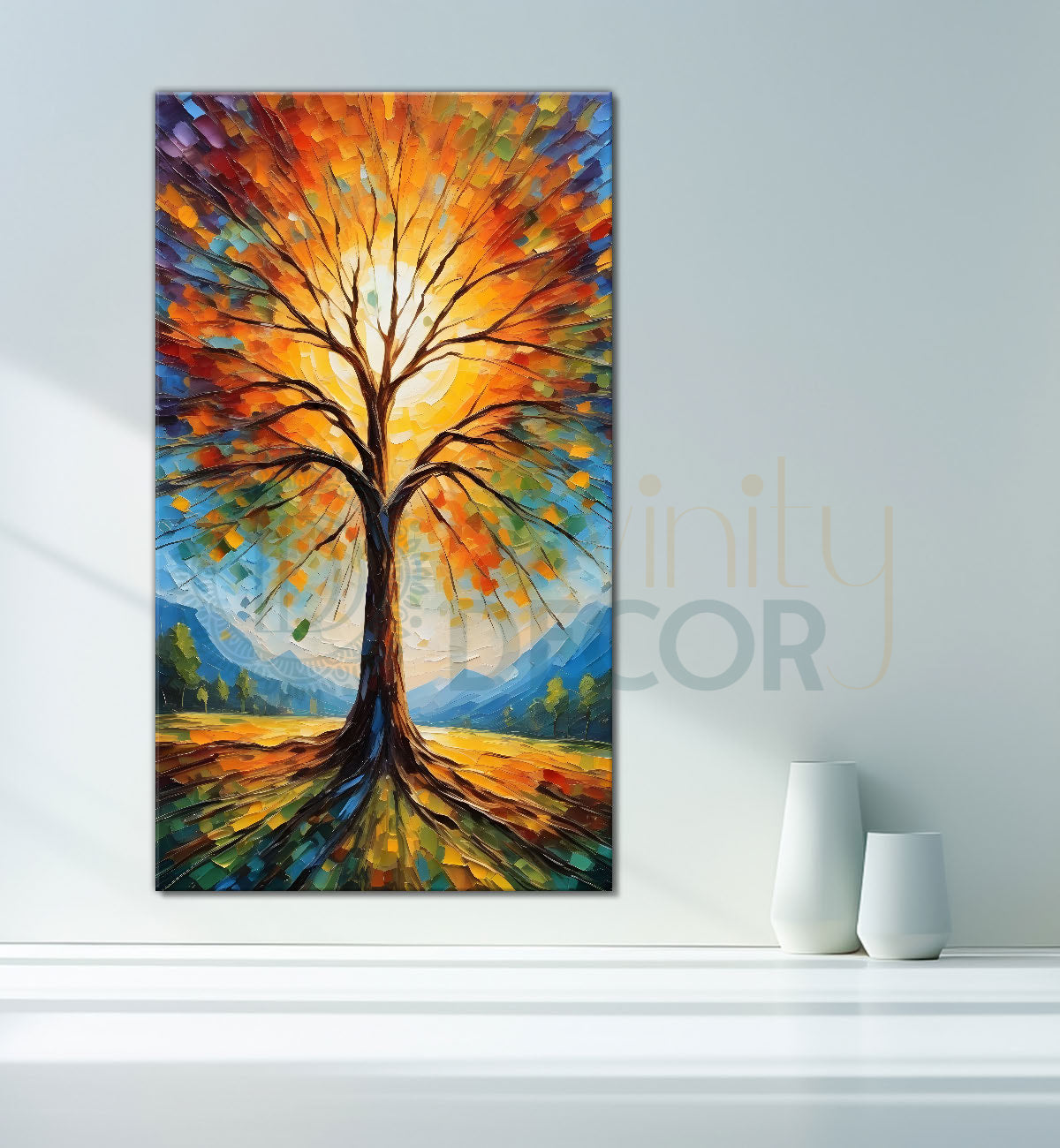 Orange tree with texutred  natural art  Canvas Painting - Nature Art -V-18